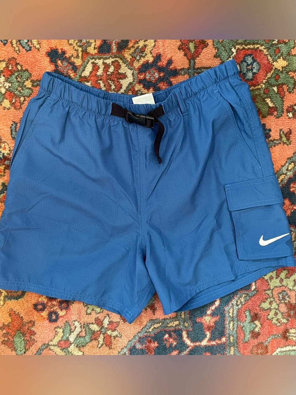 NWOT Packable Belted Cargo Volley Shorts/Trunks. Small. Dark Marina Blue.